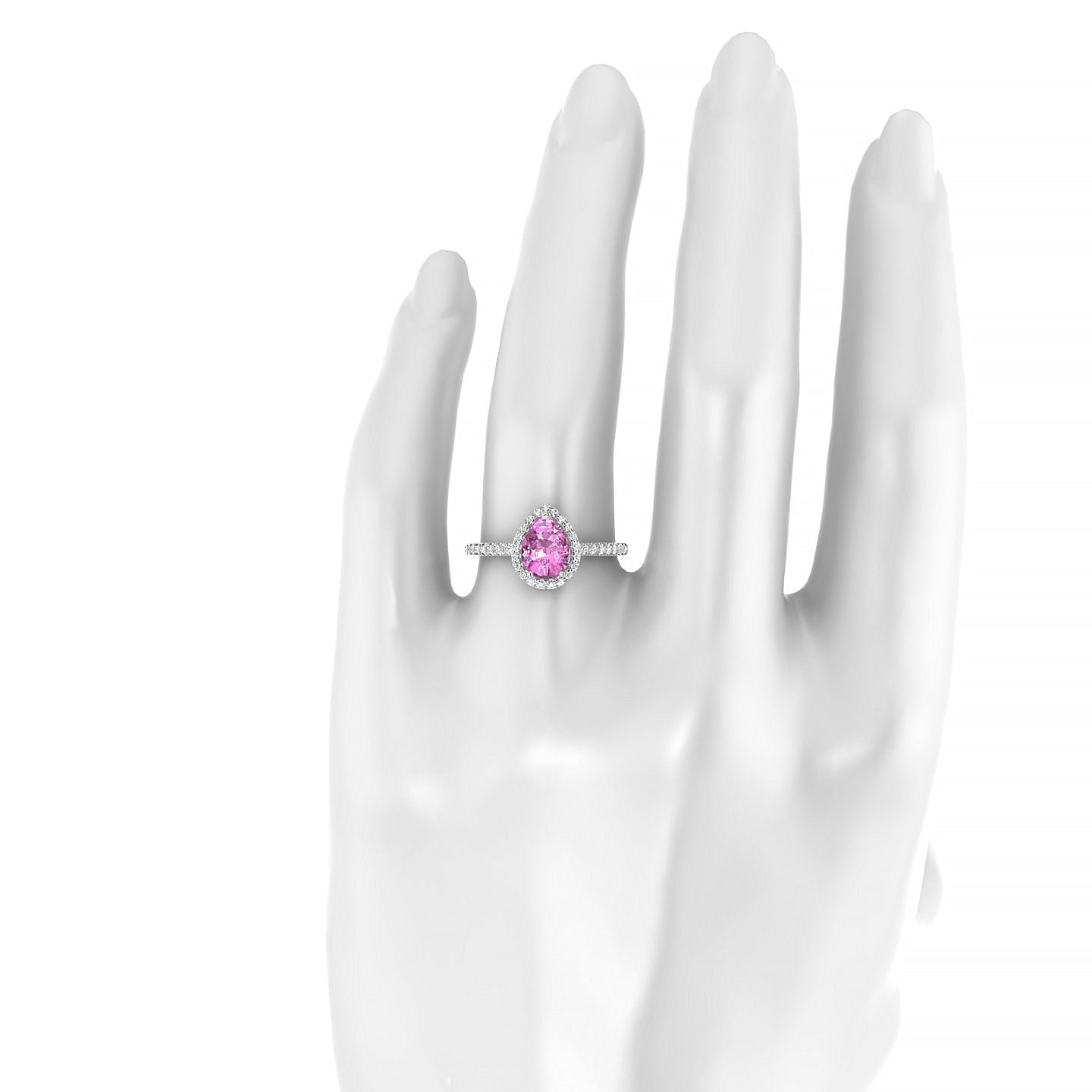 Sunrise | 18k White Gold 8 x 6 mm Pear Pink Sapphire Ring