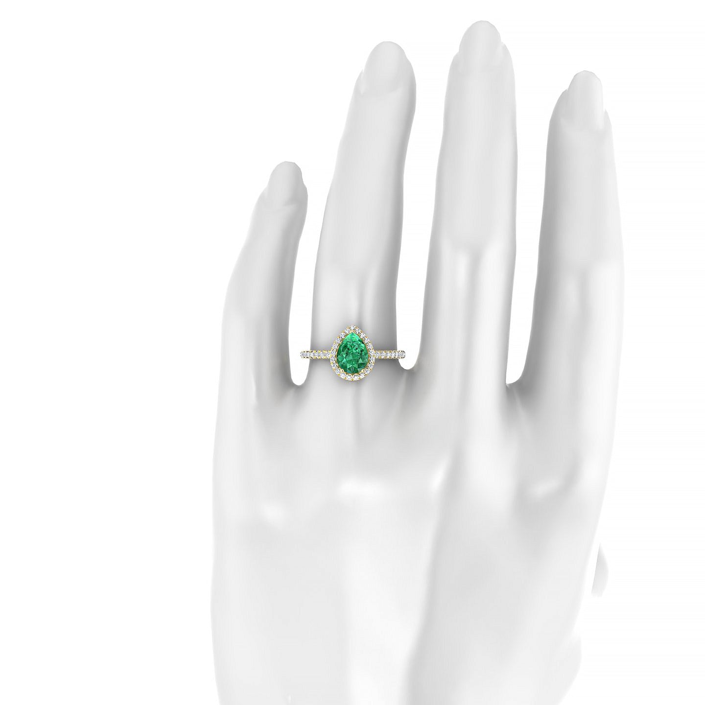Sunrise | 18k Yellow Gold 8 x 6 mm Pear Emerald Ring