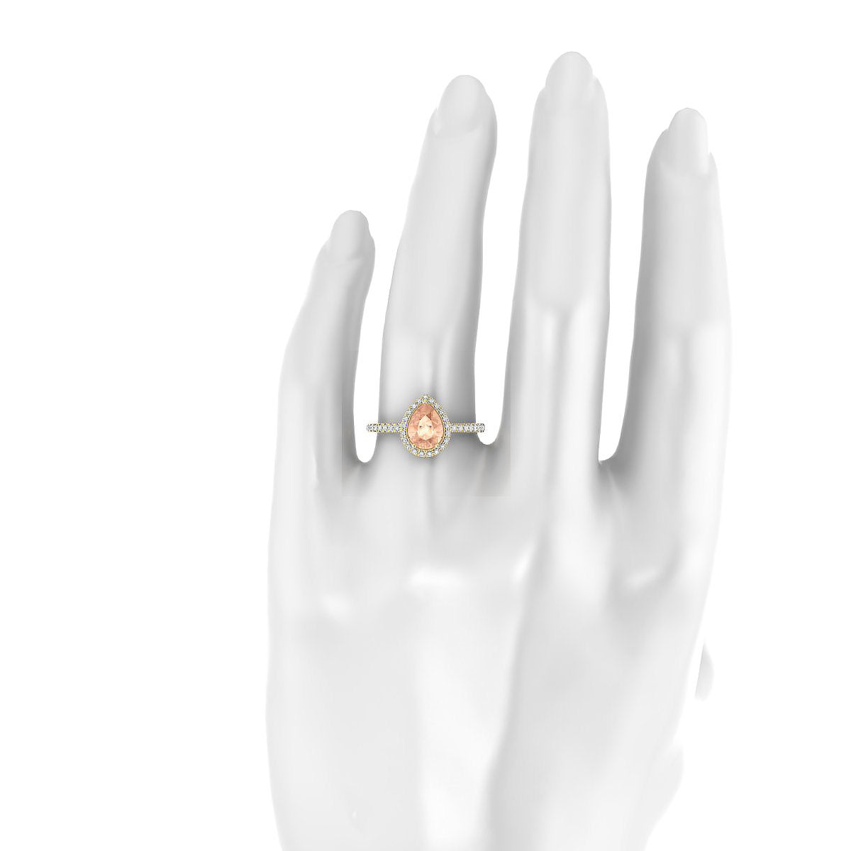 Sunrise | 18k Yellow Gold 8 x 6 mm Pear Morganite Ring