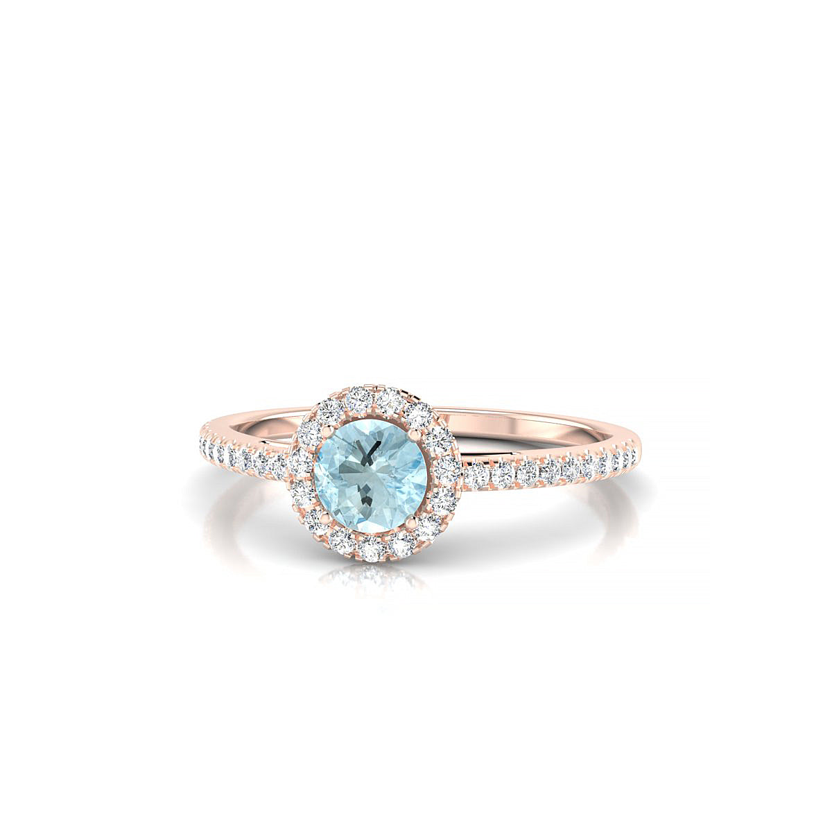 Sunrise | 18k Rose Gold 4.5 mm Round Aquamarine Ring