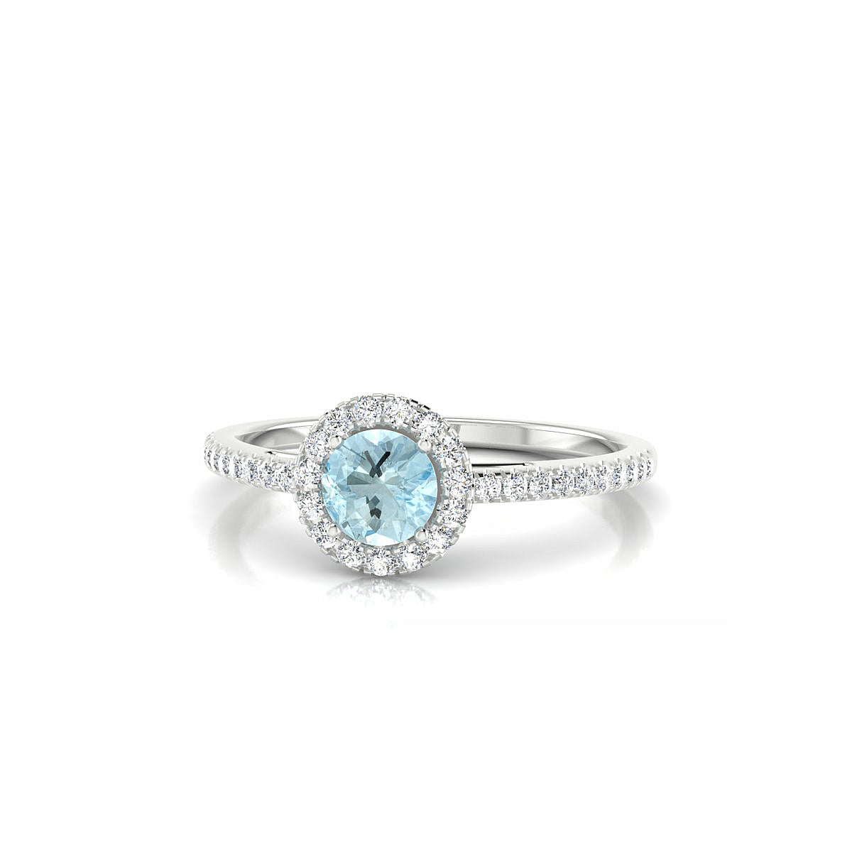 Sunrise | 18k White Gold 4.5 mm Round Aquamarine Ring