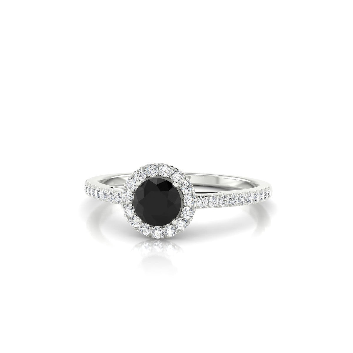 Sunrise | 18k White Gold 4.5 mm Round Black Diamond Ring