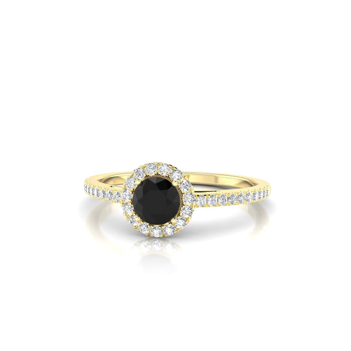 Sunrise | 18k Yellow Gold 4.5 mm Round Black Diamond Ring