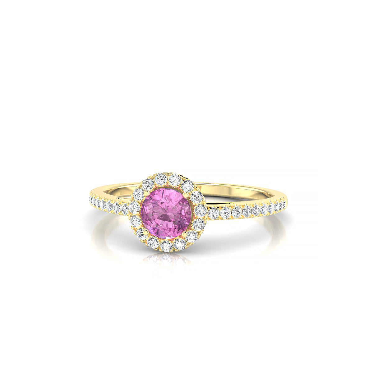 Sunrise | 18k Yellow Gold 4.5 mm Round Pink Sapphire Ring