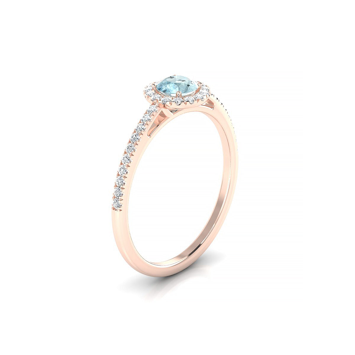 Sunrise | 18k Rose Gold 4.5 mm Round Aquamarine Ring