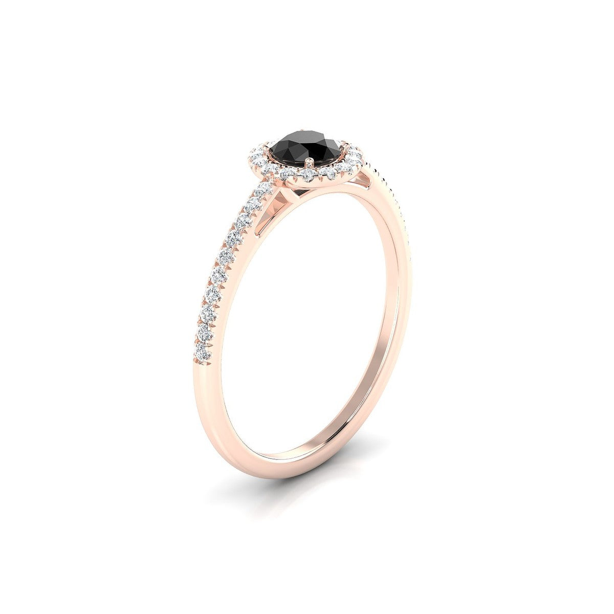 Sunrise | 18k Rose Gold 4.5 mm Round Black Diamond Ring