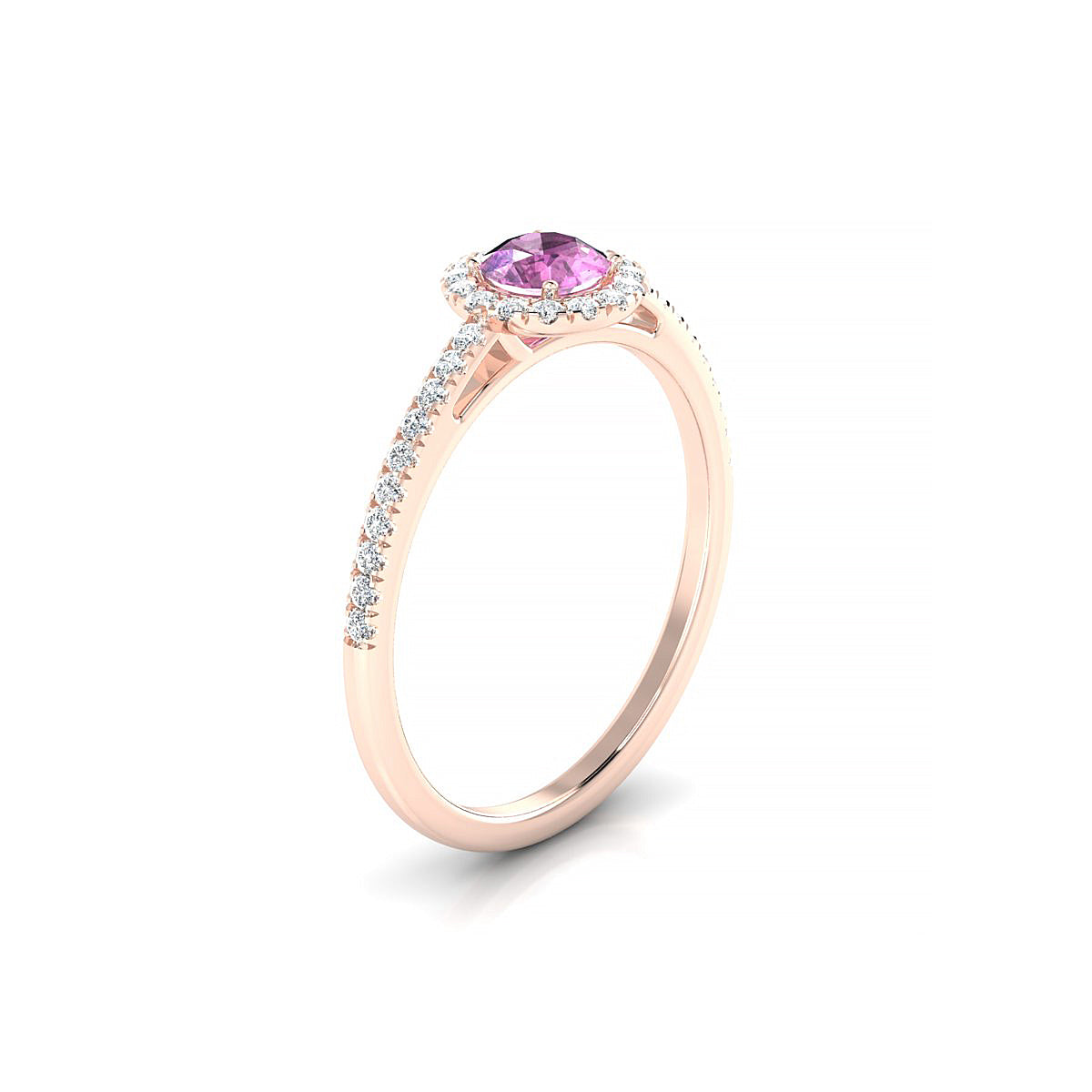 Sunrise | 18k Rose Gold 4.5 mm Round Pink Sapphire Ring