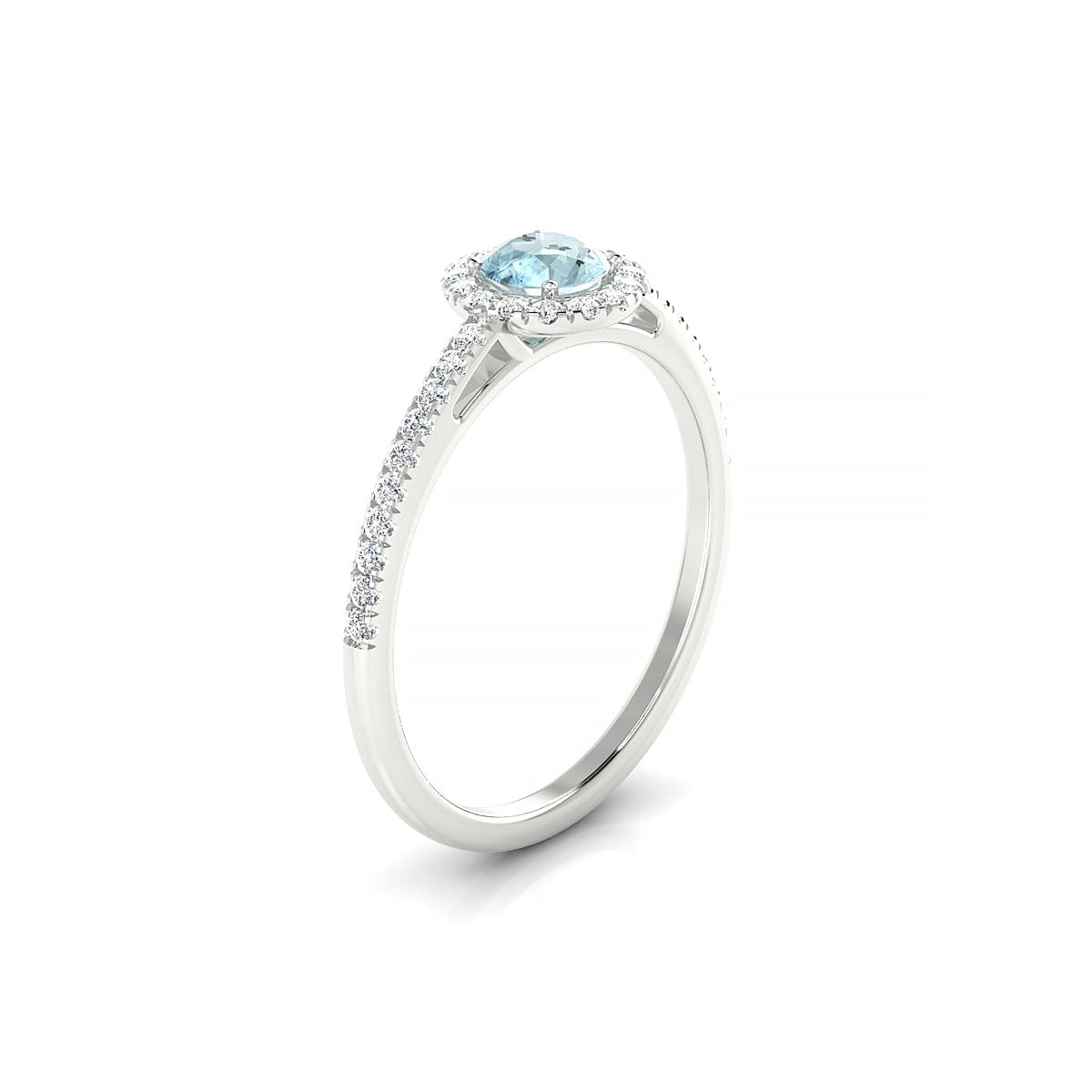 Sunrise | 18k White Gold 4.5 mm Round Aquamarine Ring