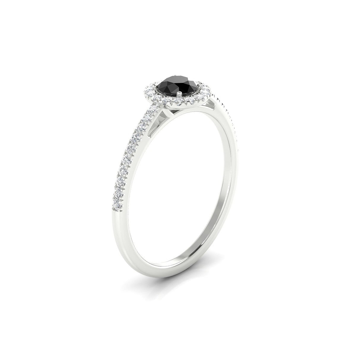 Sunrise | 18k White Gold 4.5 mm Round Black Diamond Ring