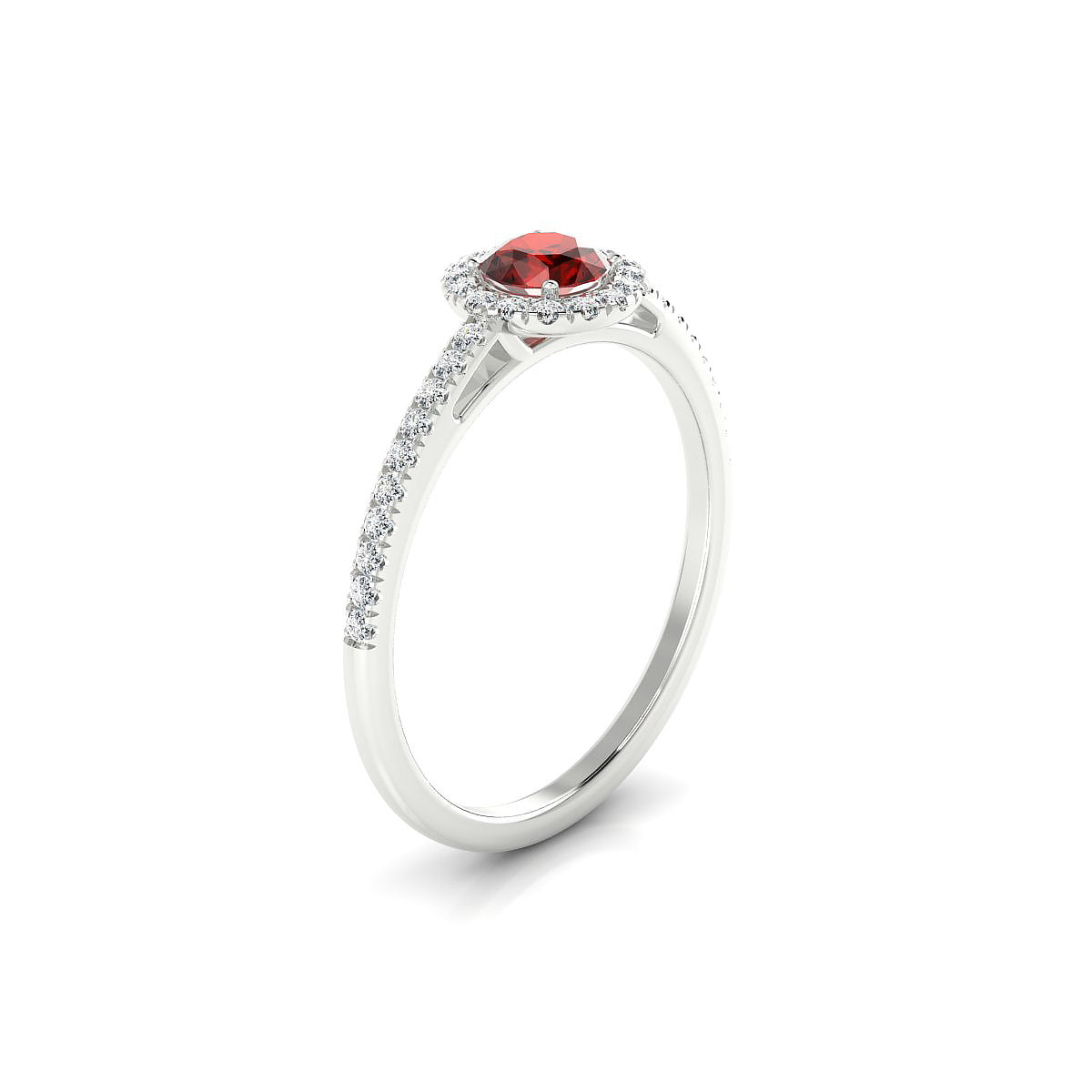 Sunrise | 18k White Gold 4.5 mm Round Garnet Ring