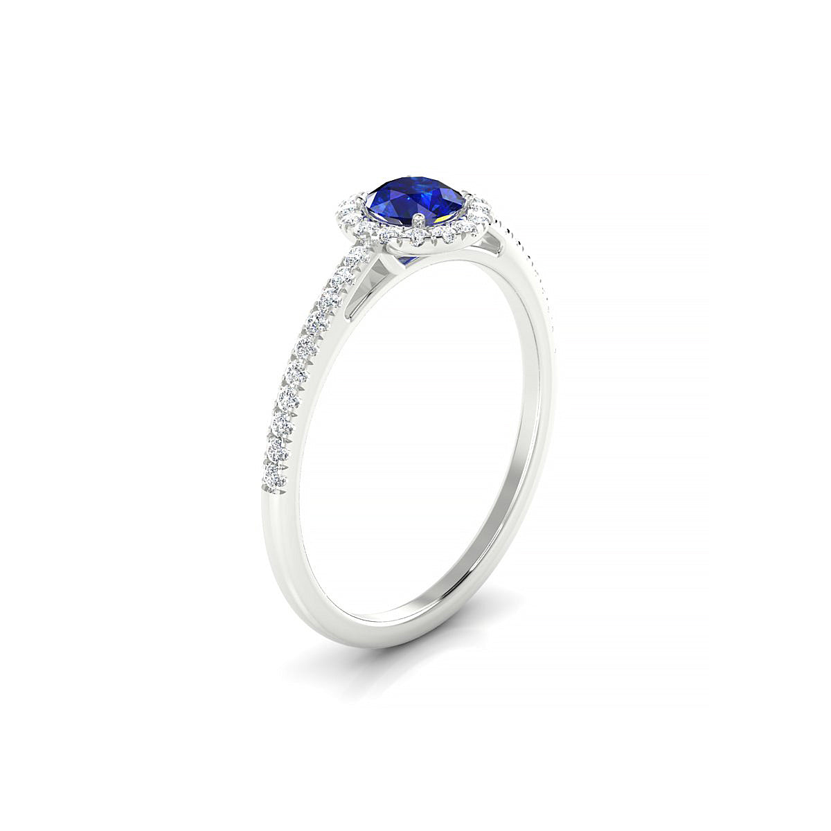 Sunrise | 18k White Gold 4.5 mm Round Sapphire Ring