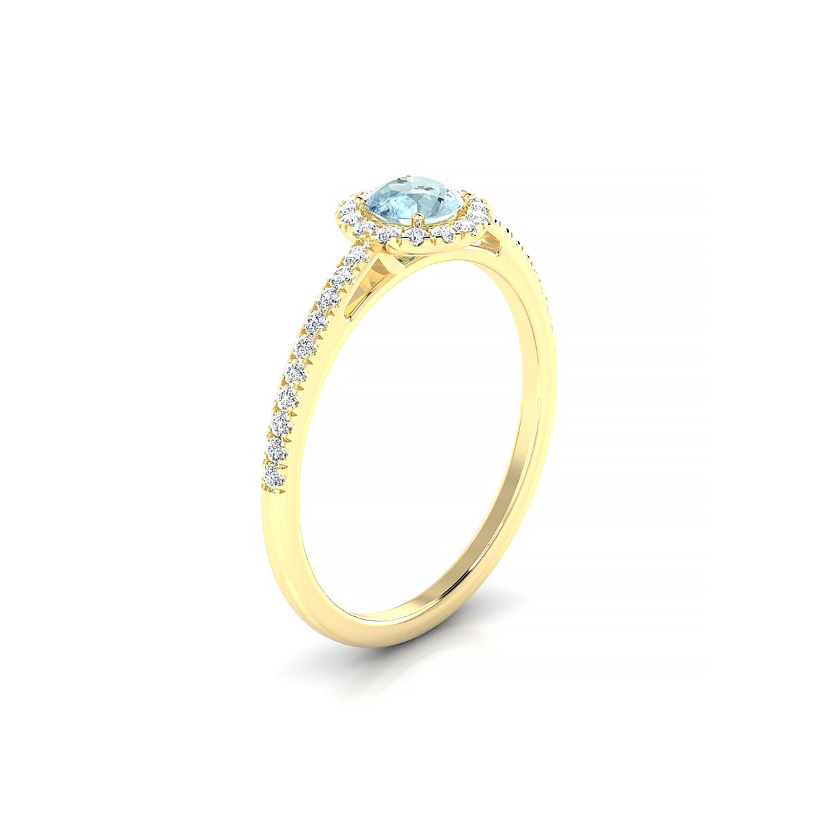 Sunrise | 18k Yellow Gold 4.5 mm Round Aquamarine Ring
