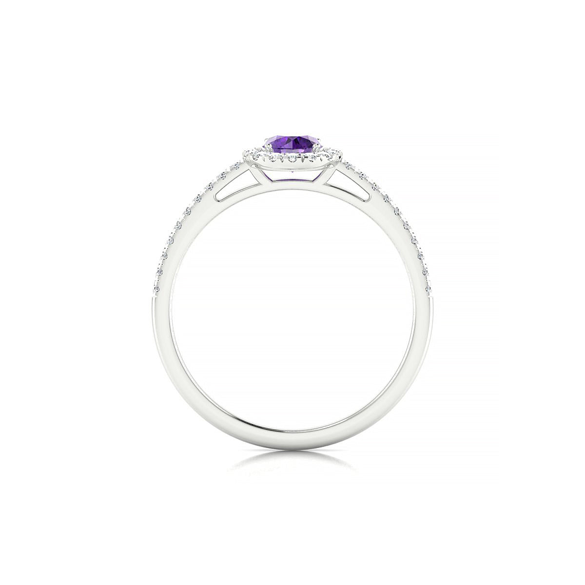 Sunrise | 18k White Gold 4.5 mm Round Amethyst Ring