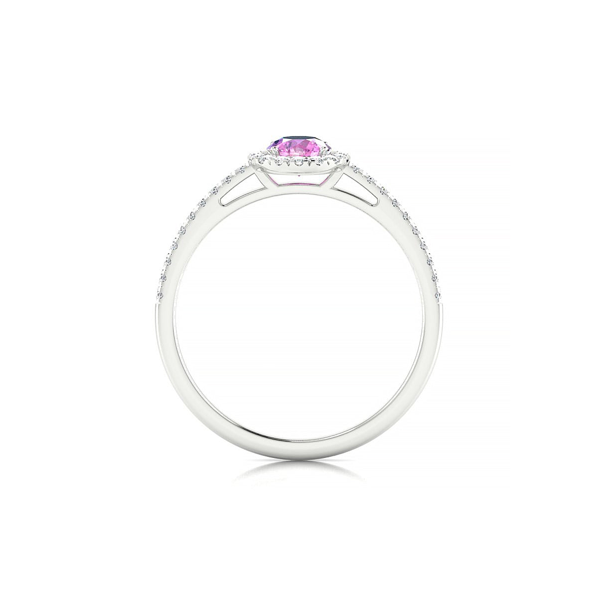 Sunrise | 18k White Gold 4.5 mm Round Pink Sapphire Ring