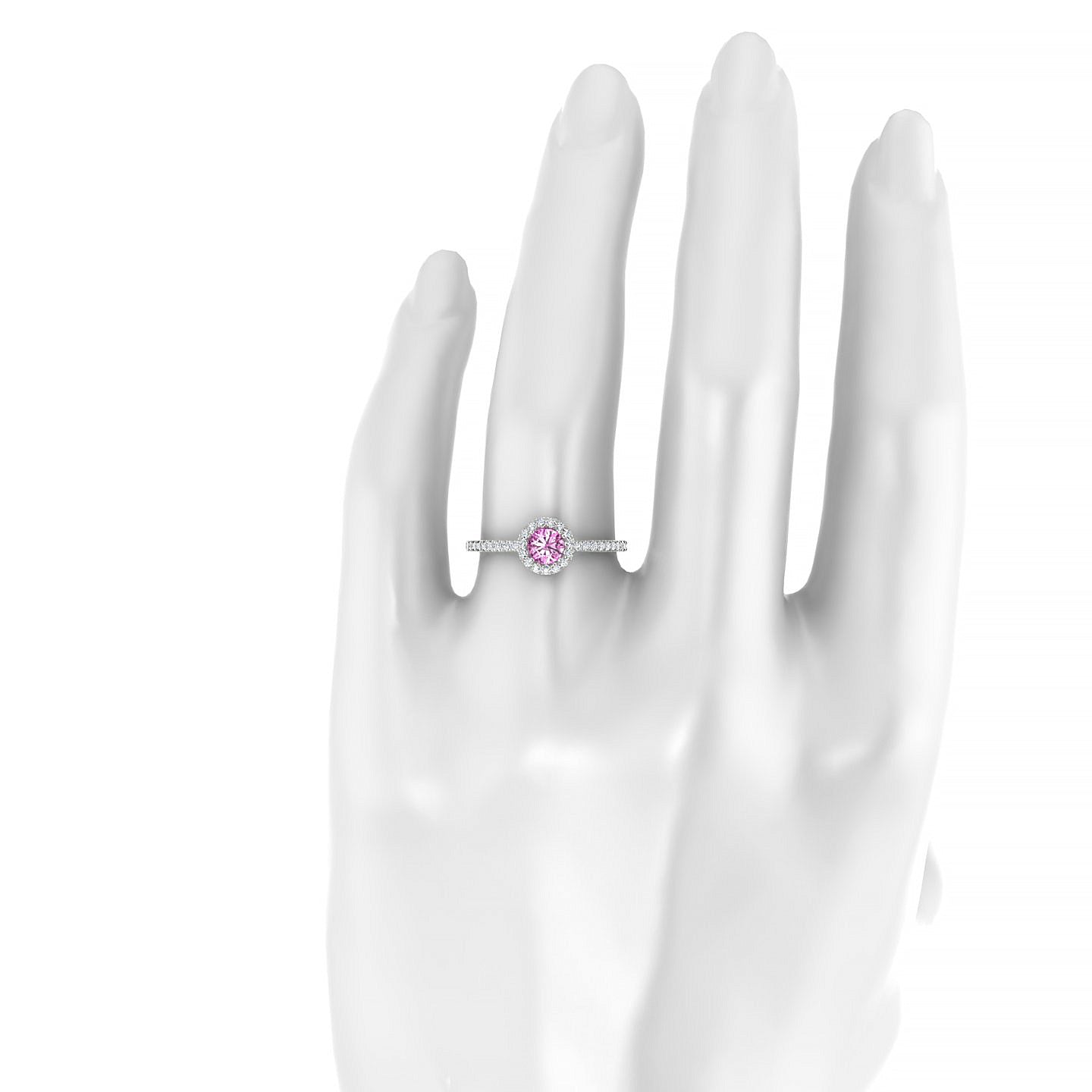 Sunrise | 18k White Gold 4.5 mm Round Pink Sapphire Ring