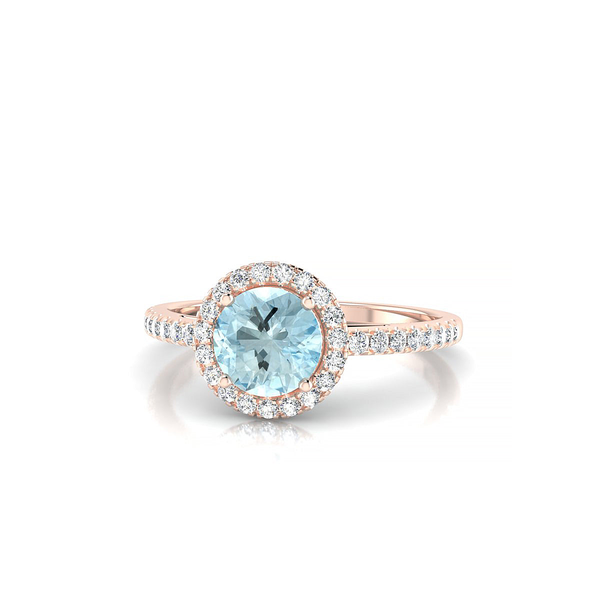 Sunrise | 18k Rose Gold 6 mm Round Aquamarine Ring