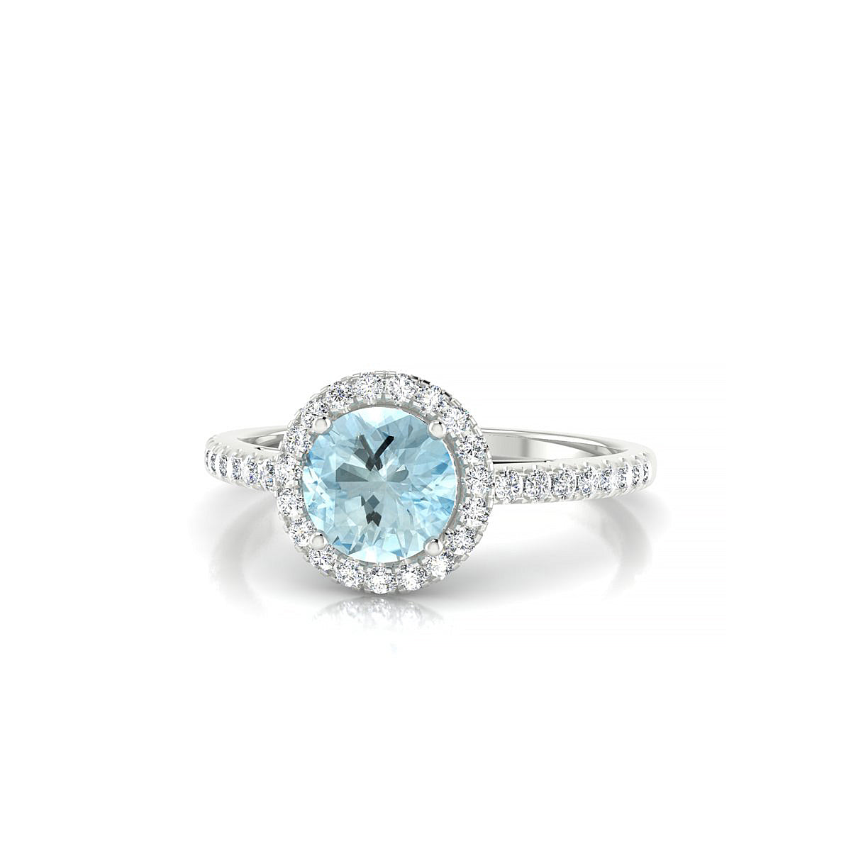 Sunrise | 18k White Gold 6 mm Round Aquamarine Ring