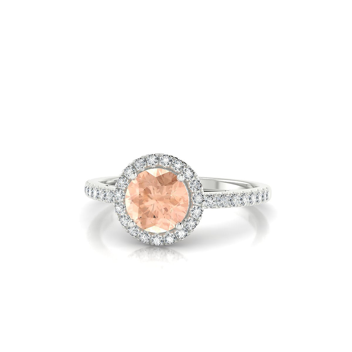 Sunrise | 18k White Gold 6 mm Round Morganite Ring
