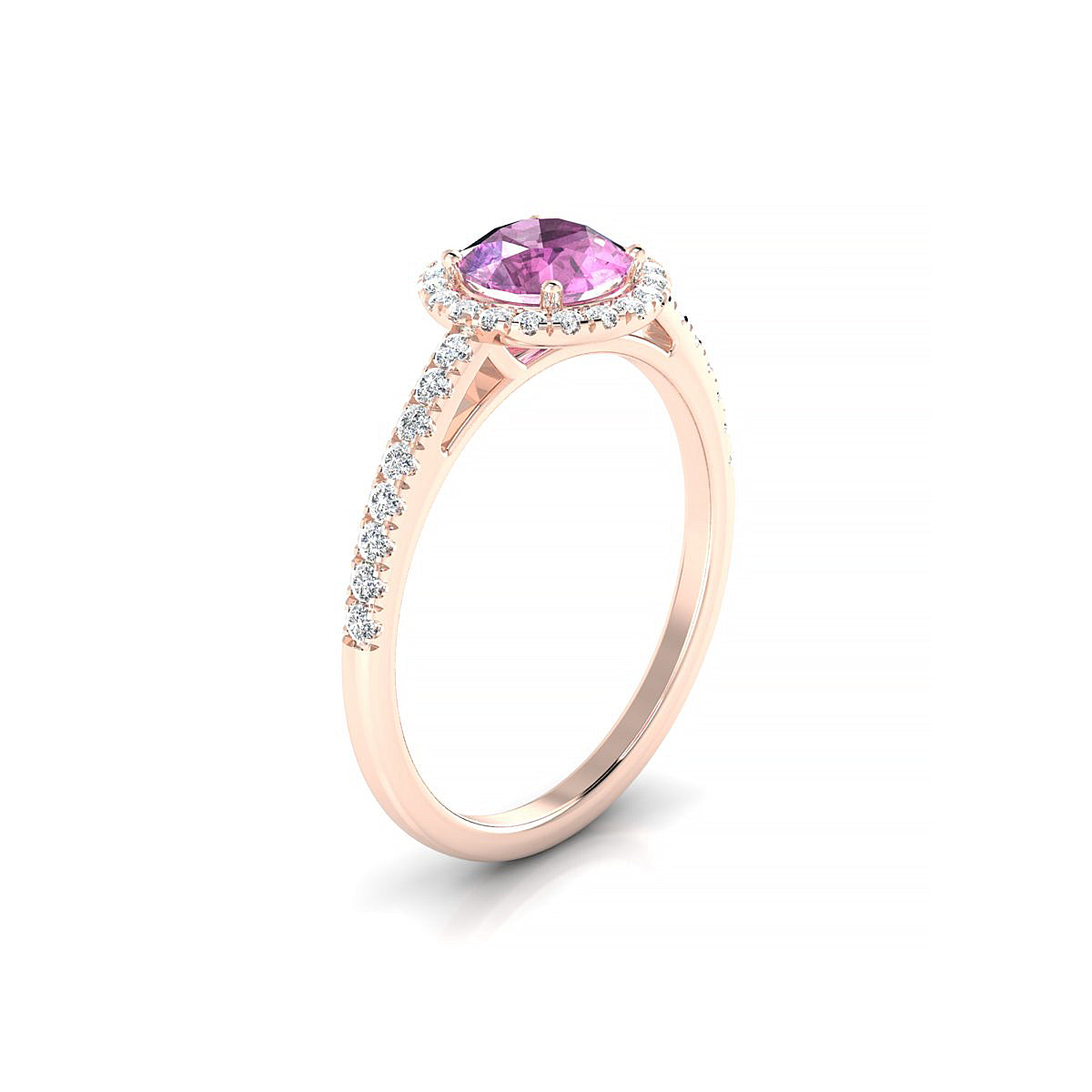 Sunrise | 18k Rose Gold 6 mm Round Pink Sapphire Ring