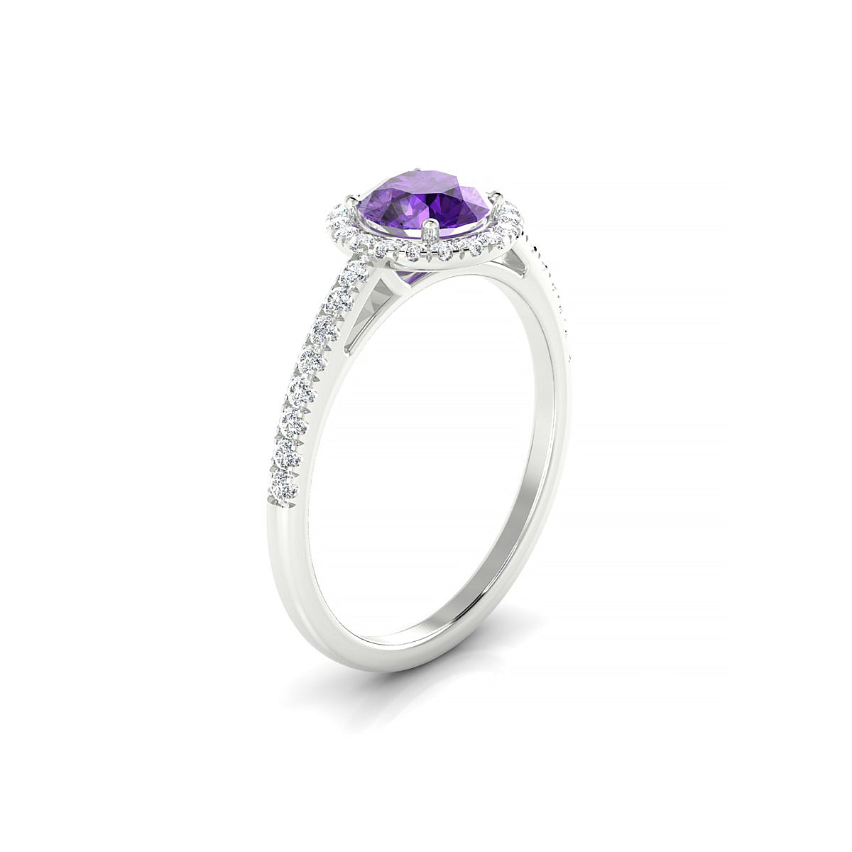 Sunrise | 18k White Gold 6 mm Round Amethyst Ring