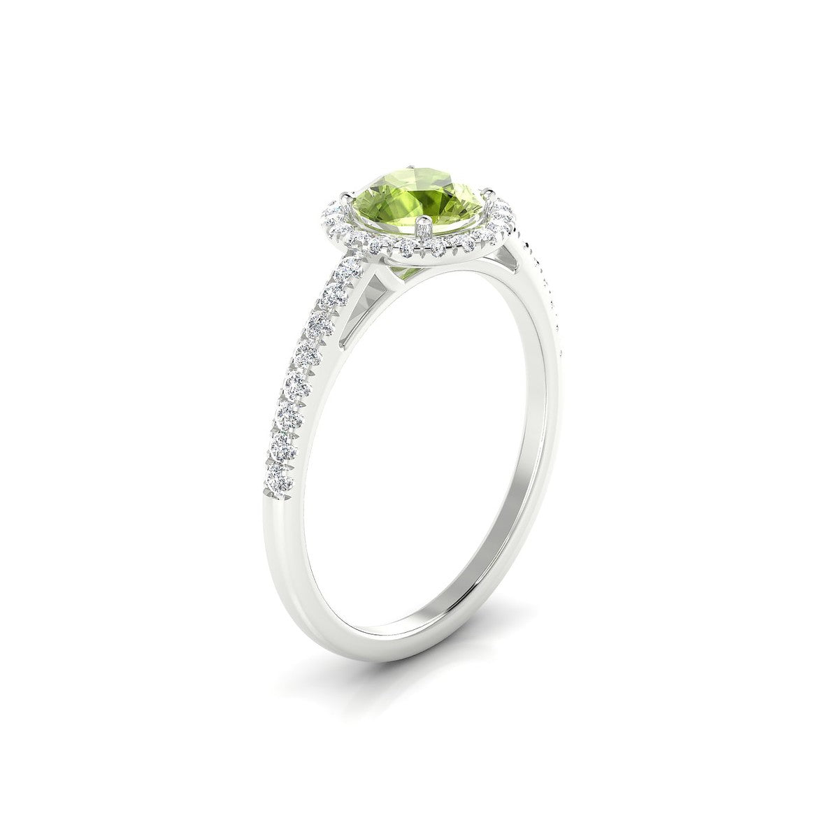 Sunrise | 18k White Gold 6 mm Round Peridot Ring