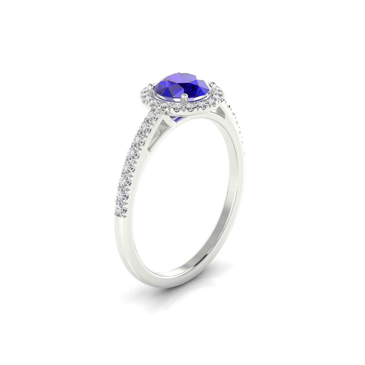 Sunrise | 18k White Gold 6 mm Round Tanzanite Ring