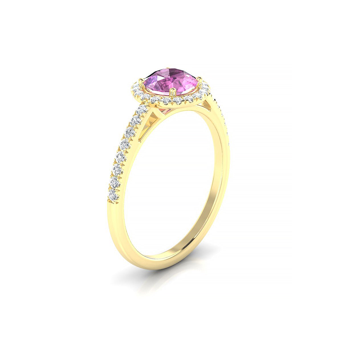 Sunrise | 18k Yellow Gold 6 mm Round Pink Sapphire Ring