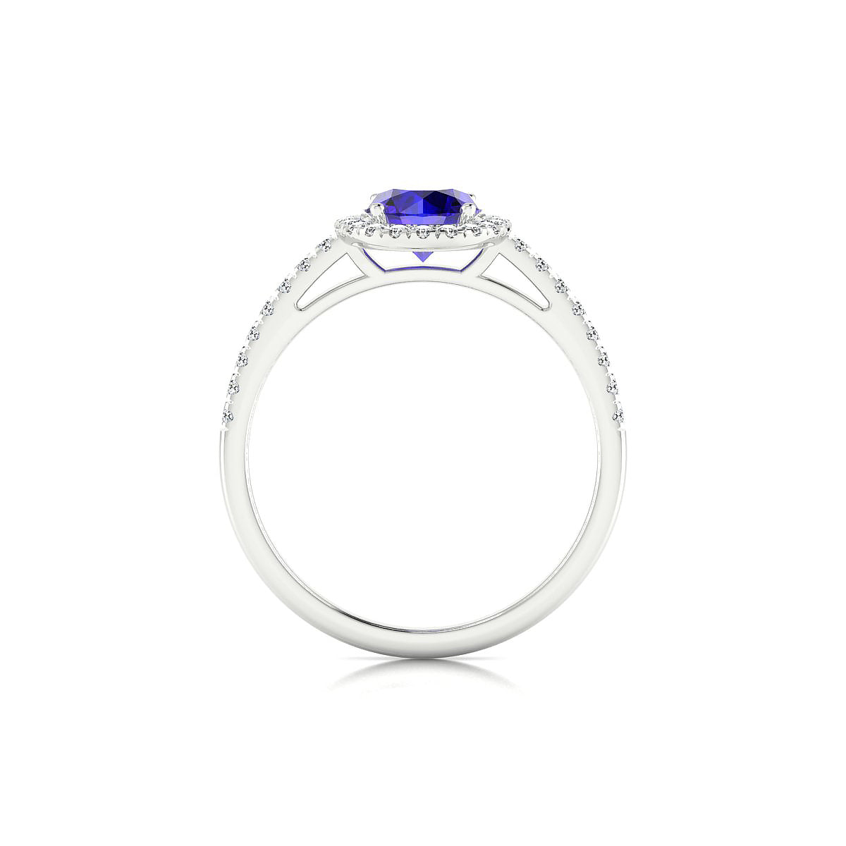 Sunrise | 18k White Gold 6 mm Round Tanzanite Ring