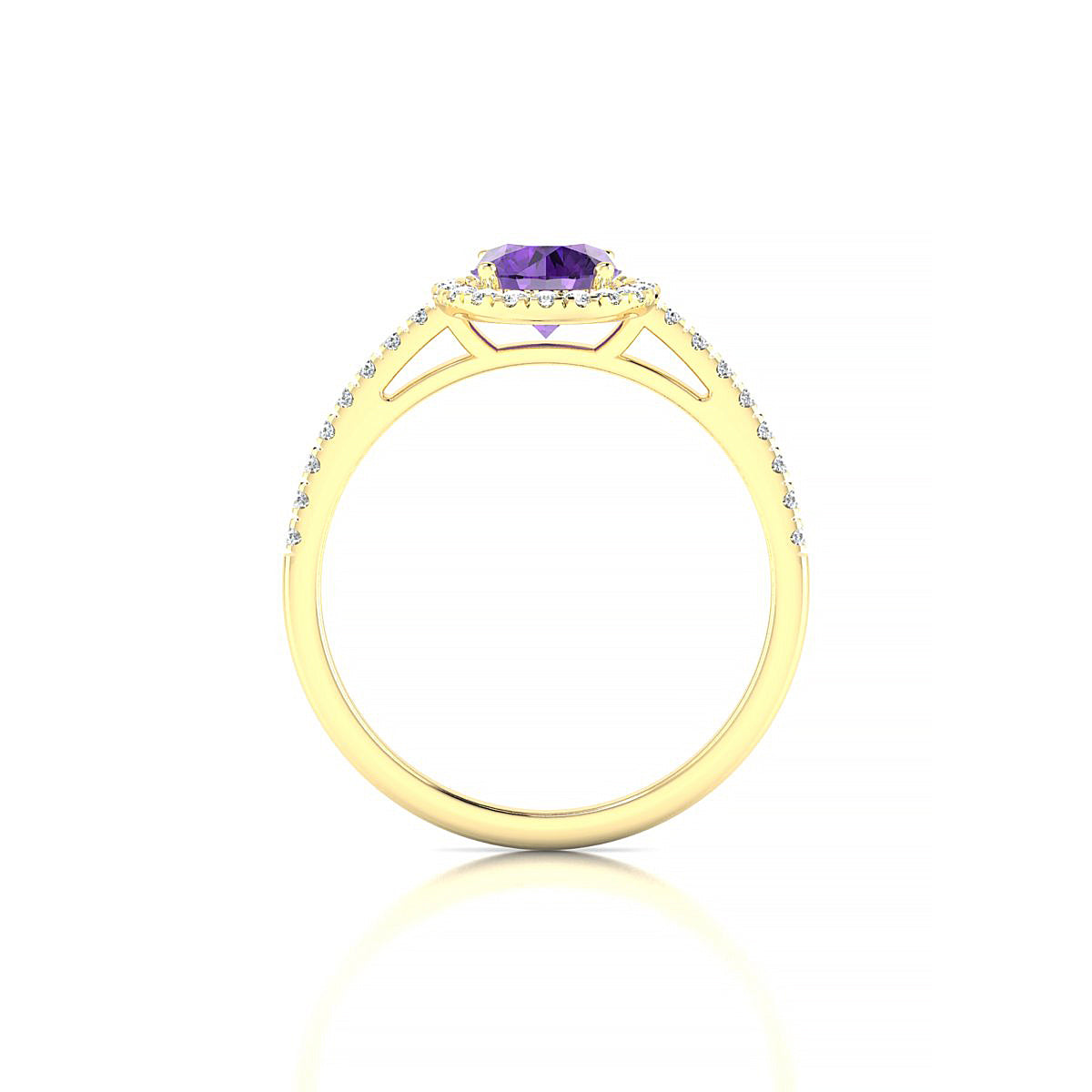 Sunrise | 18k Yellow Gold 6 mm Round Amethyst Ring