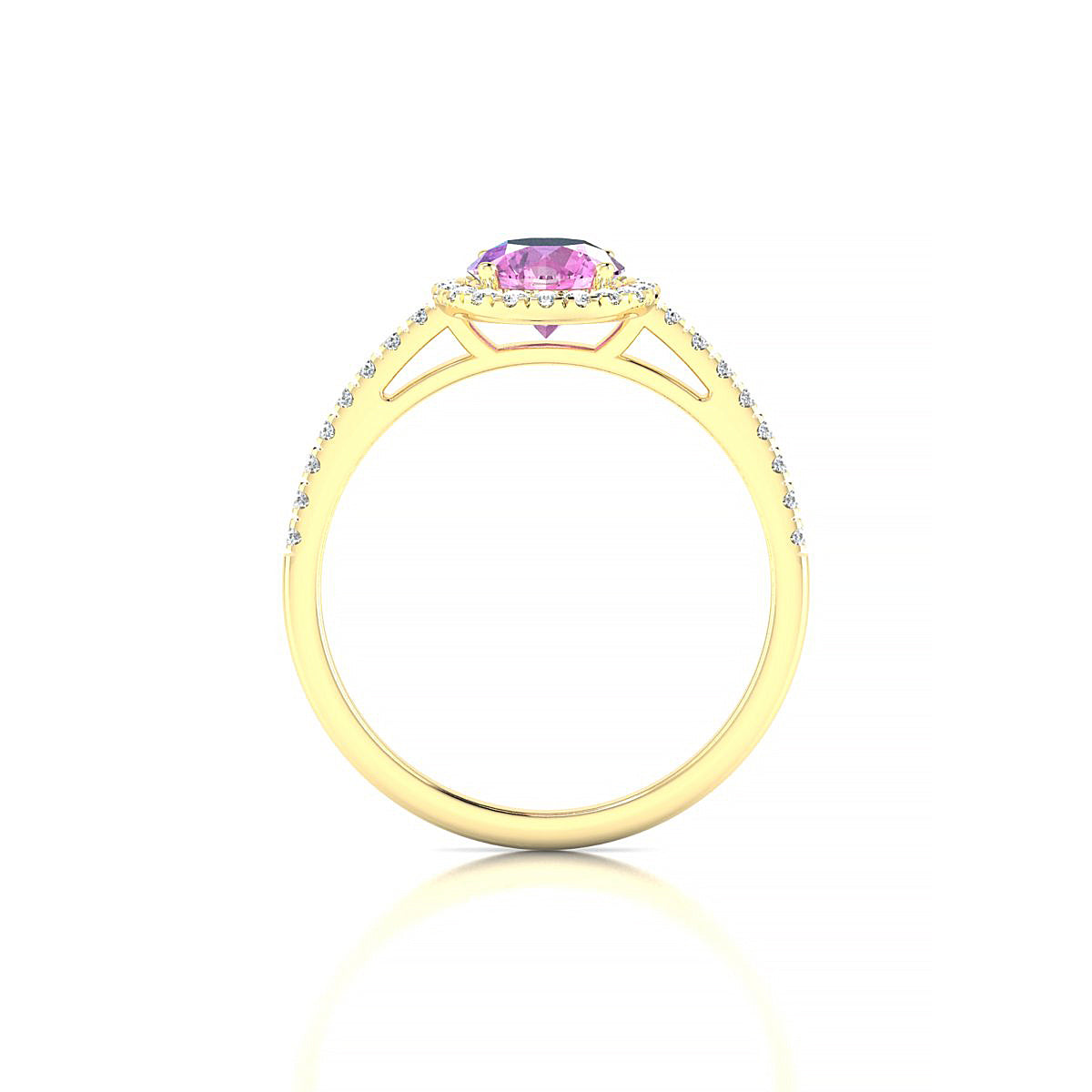 Sunrise | 18k Yellow Gold 6 mm Round Pink Sapphire Ring