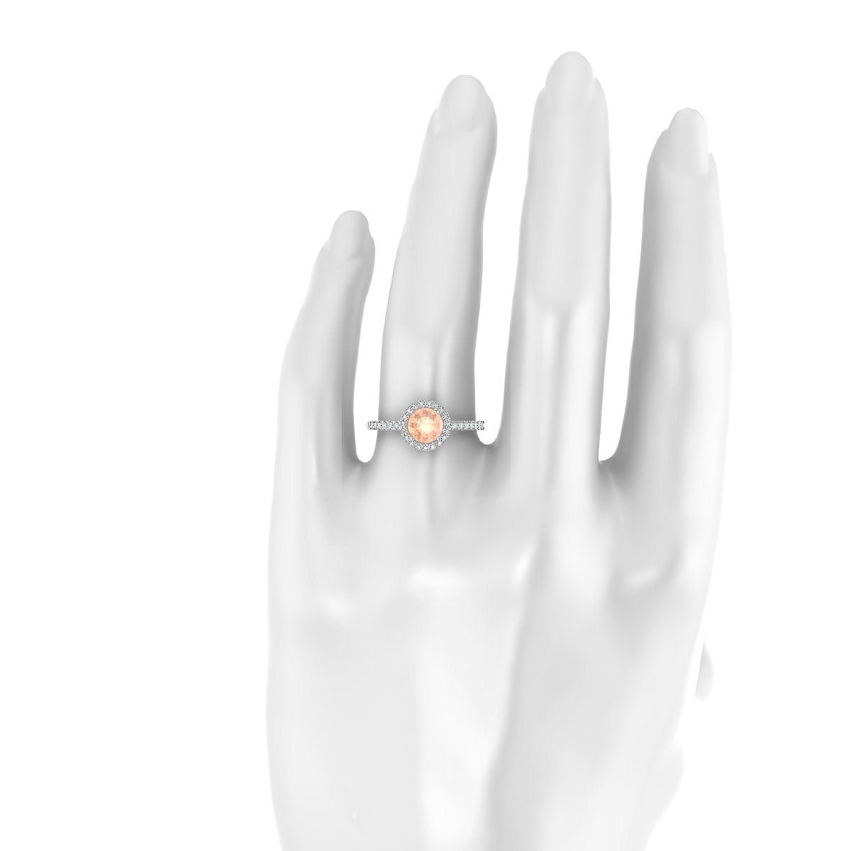 Sunrise | 18k White Gold 6 mm Round Morganite Ring