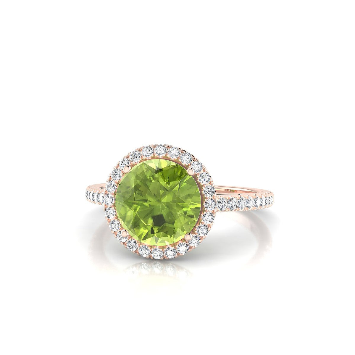 Sunrise | 18k Rose Gold 8 mm Round Peridot Ring