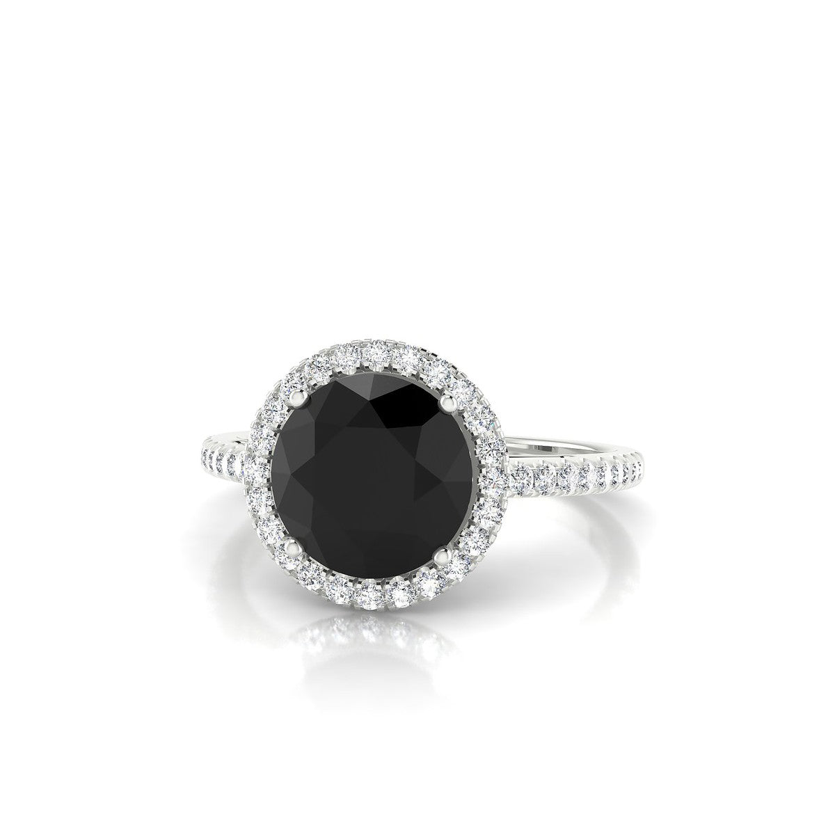 Sunrise | 18k White Gold 8 mm Round Black Diamond Ring