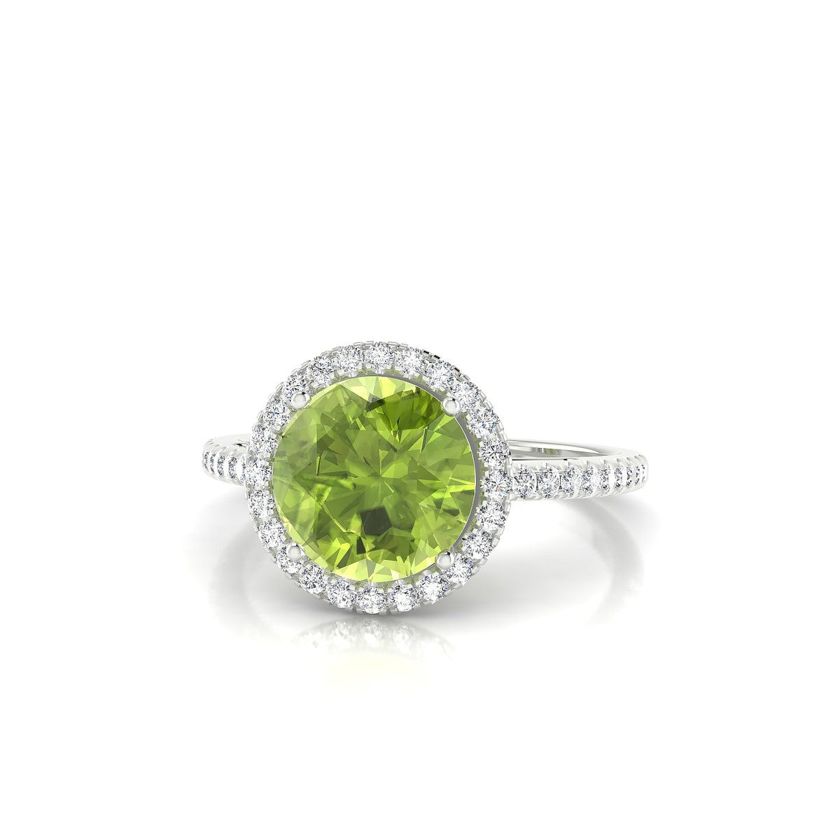 Sunrise | 18k White Gold 8 mm Round Peridot Ring