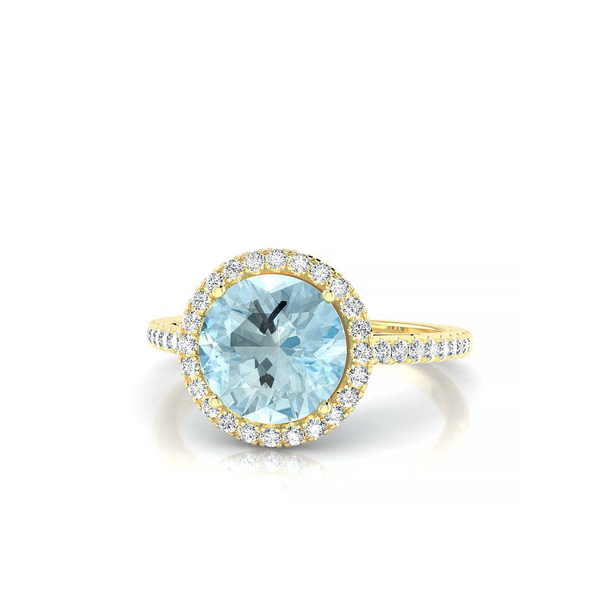 Sunrise | 18k Yellow Gold 8 mm Round Aquamarine Ring