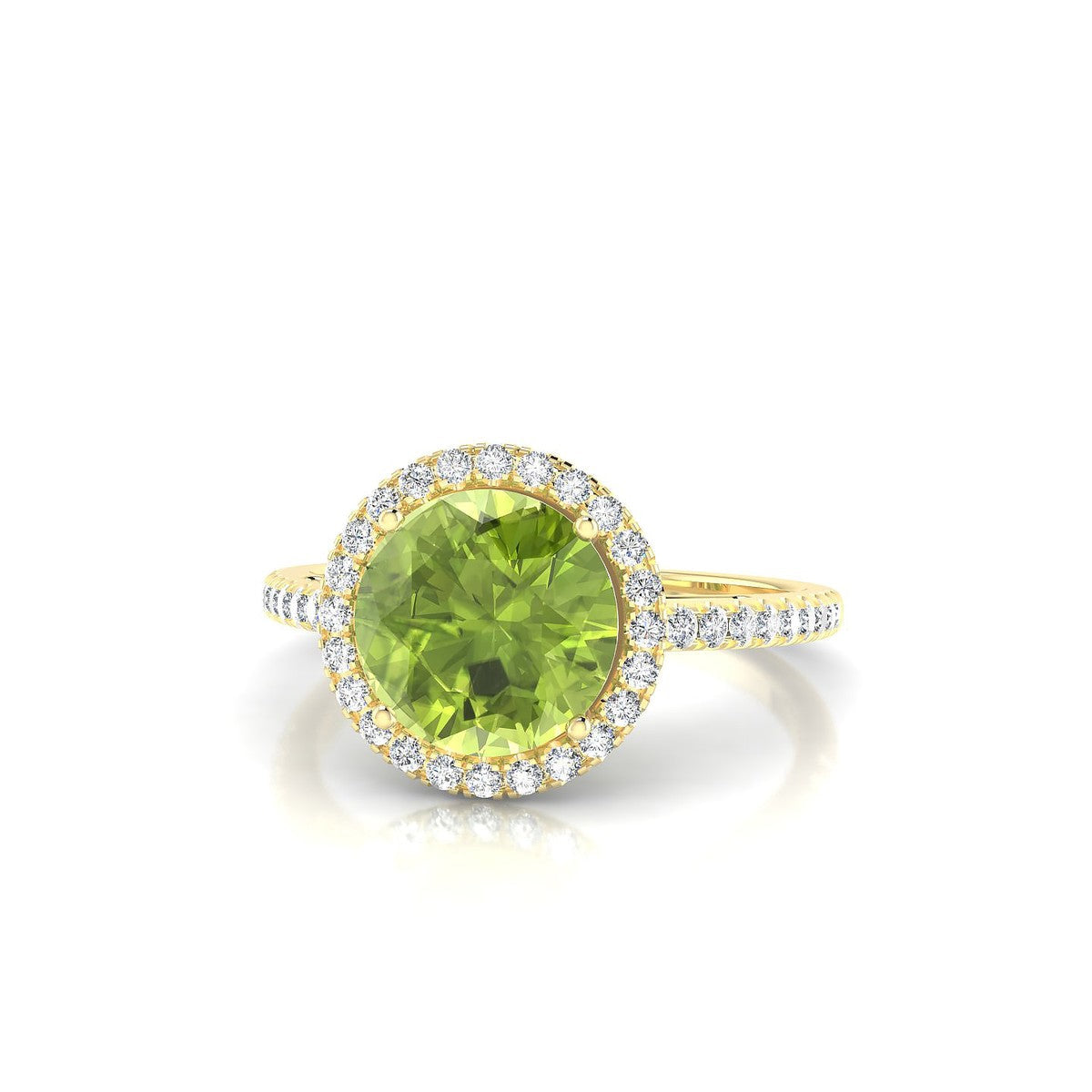 Sunrise | 18k Yellow Gold 8 mm Round Peridot Ring