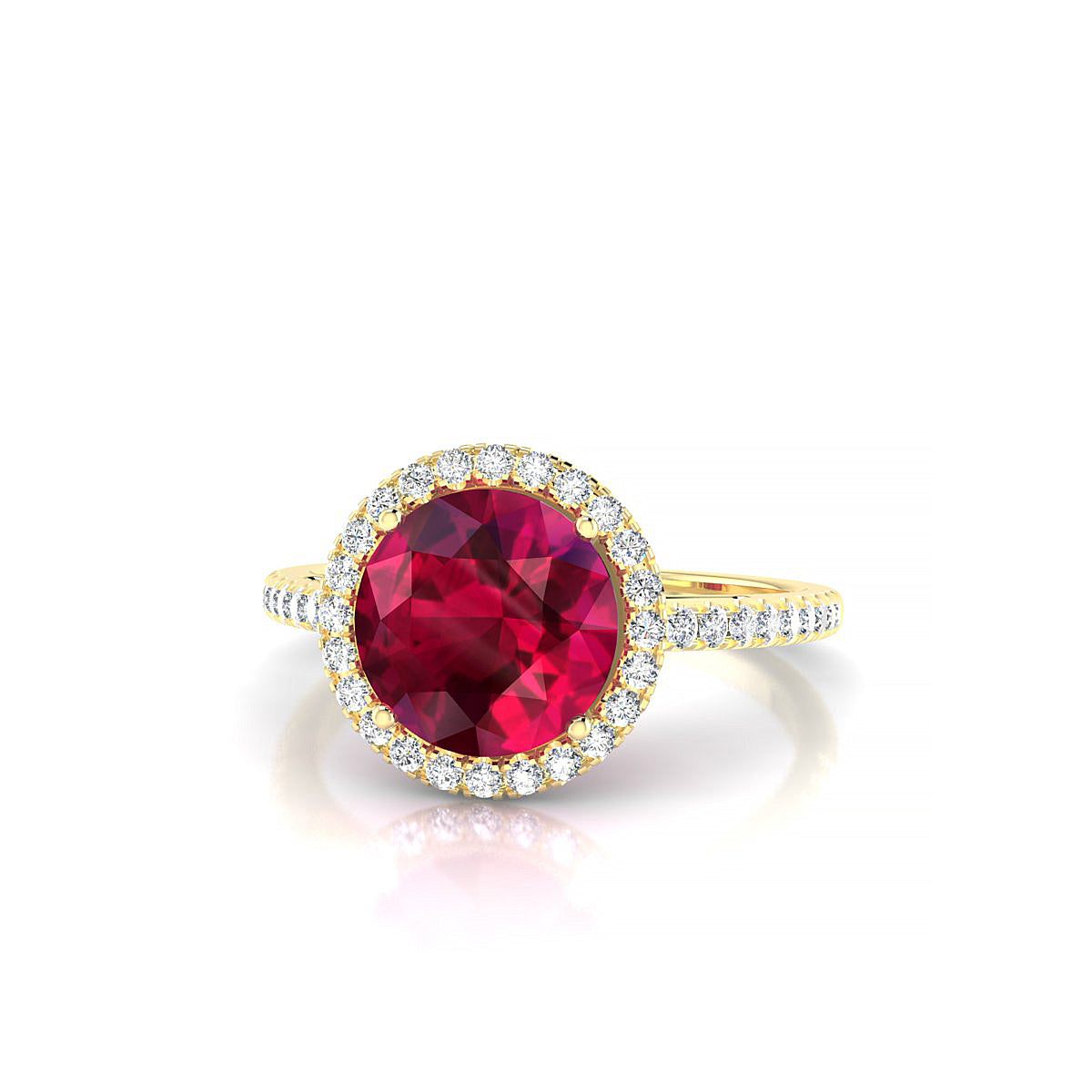 Sunrise | 18k Yellow Gold 8 mm Round Ruby Ring
