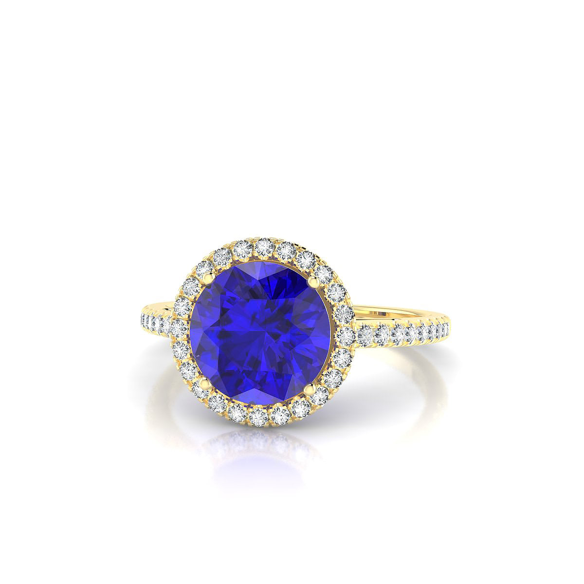 Sunrise | 18k Yellow Gold 8 mm Round Tanzanite Ring