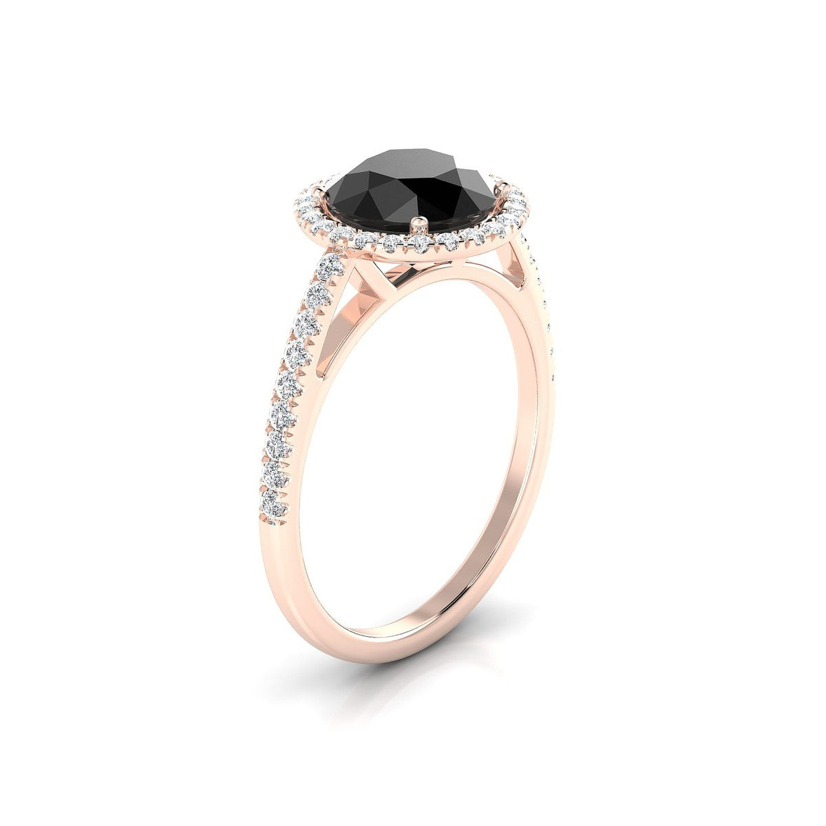 Sunrise | 18k Rose Gold 8 mm Round Black Diamond Ring