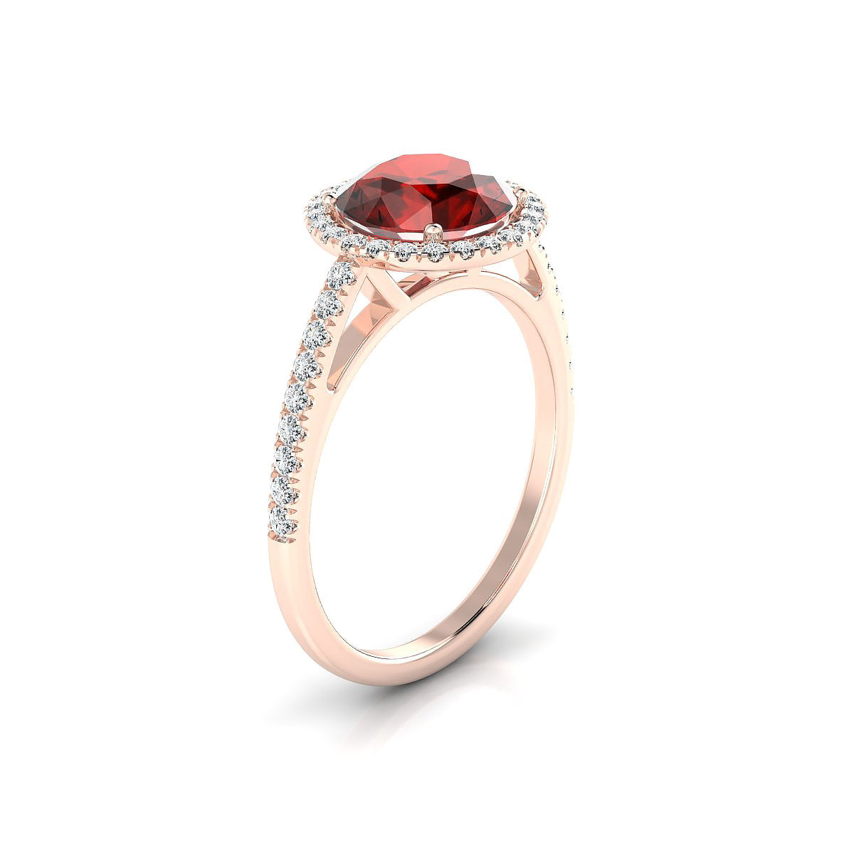 Sunrise | 18k Rose Gold 8 mm Round Garnet Ring
