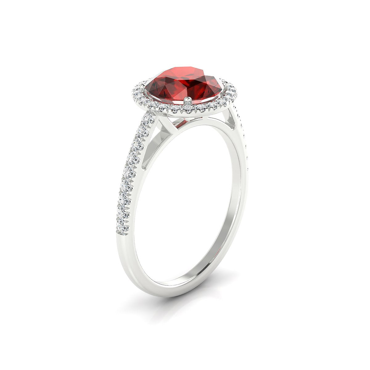Sunrise | 18k White Gold 8 mm Round Garnet Ring