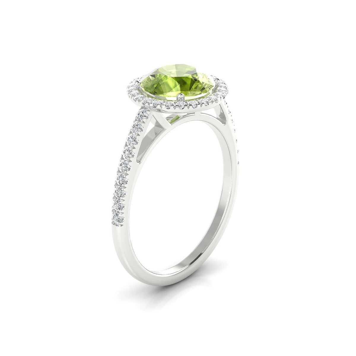Sunrise | 18k White Gold 8 mm Round Peridot Ring