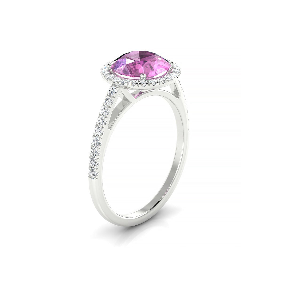Sunrise | 18k White Gold 8 mm Round Pink Sapphire Ring