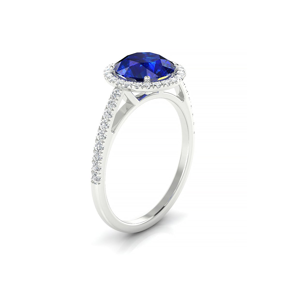 Sunrise | 18k White Gold 8 mm Round Sapphire Ring