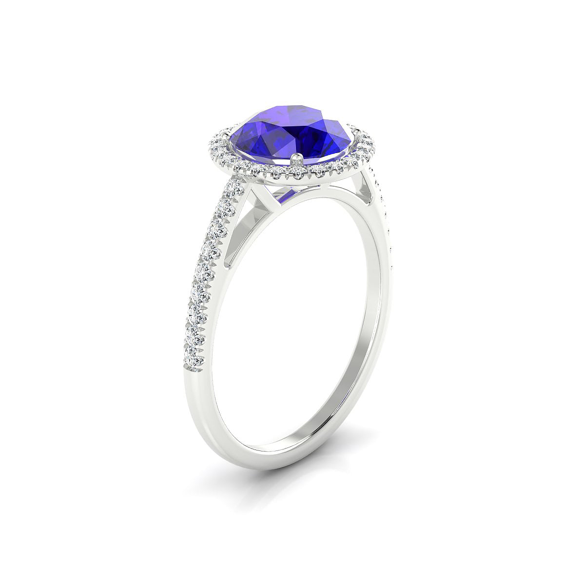 Sunrise | 18k White Gold 8 mm Round Tanzanite Ring