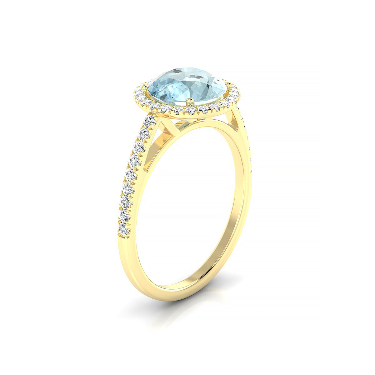 Sunrise | 18k Yellow Gold 8 mm Round Aquamarine Ring