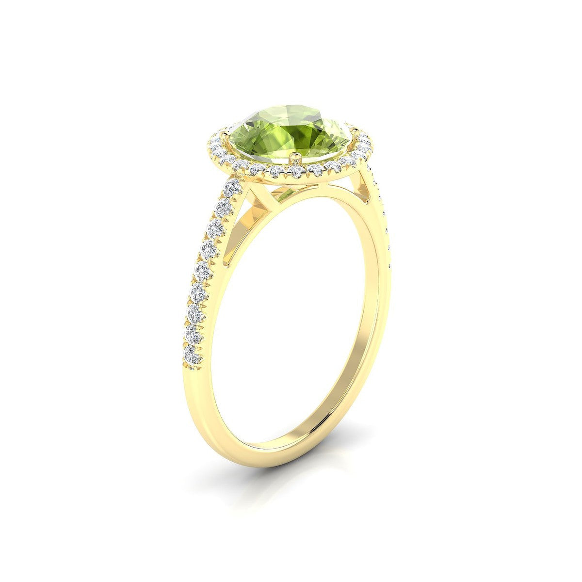 Sunrise | 18k Yellow Gold 8 mm Round Peridot Ring