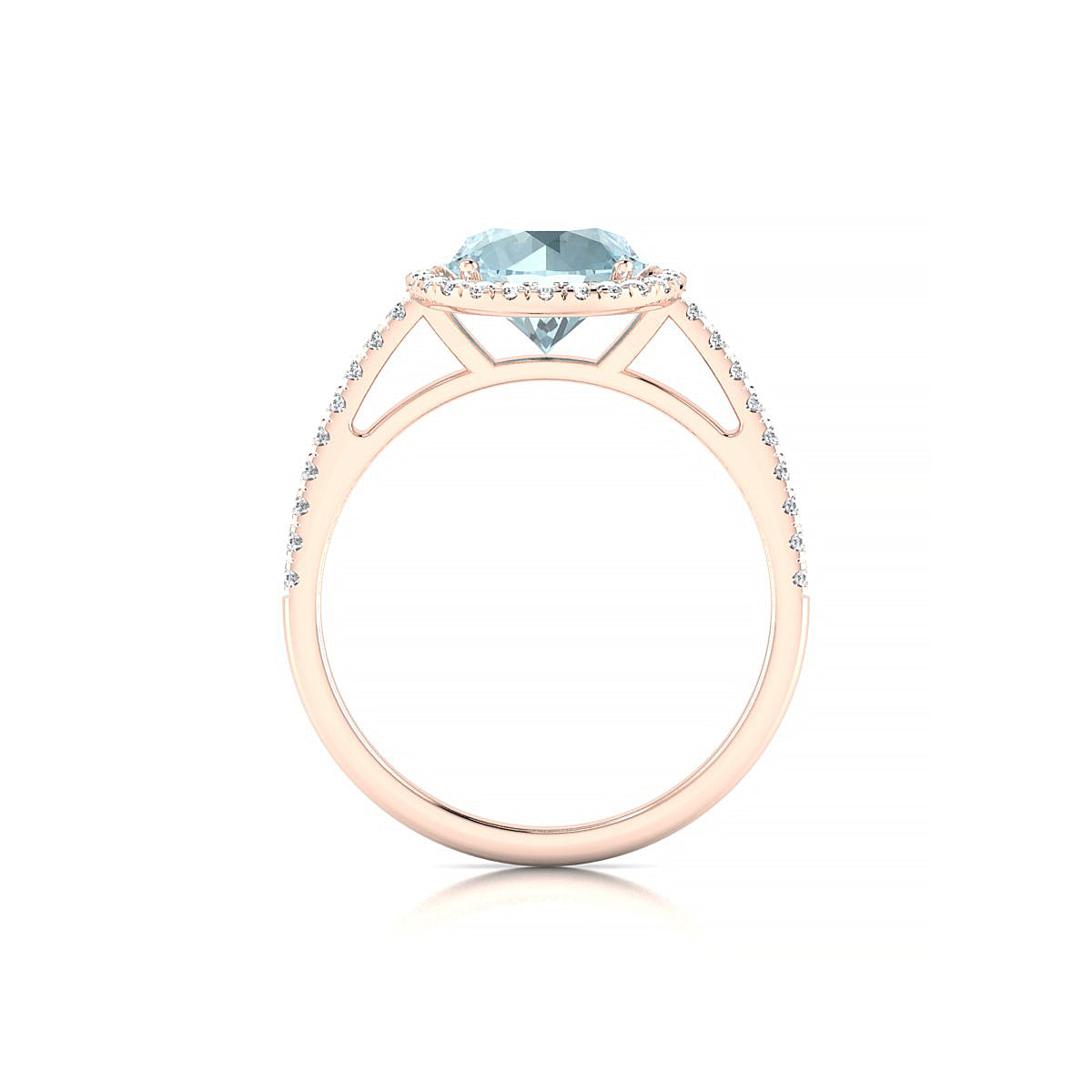 Sunrise | 18k Rose Gold 8 mm Round Aquamarine Ring