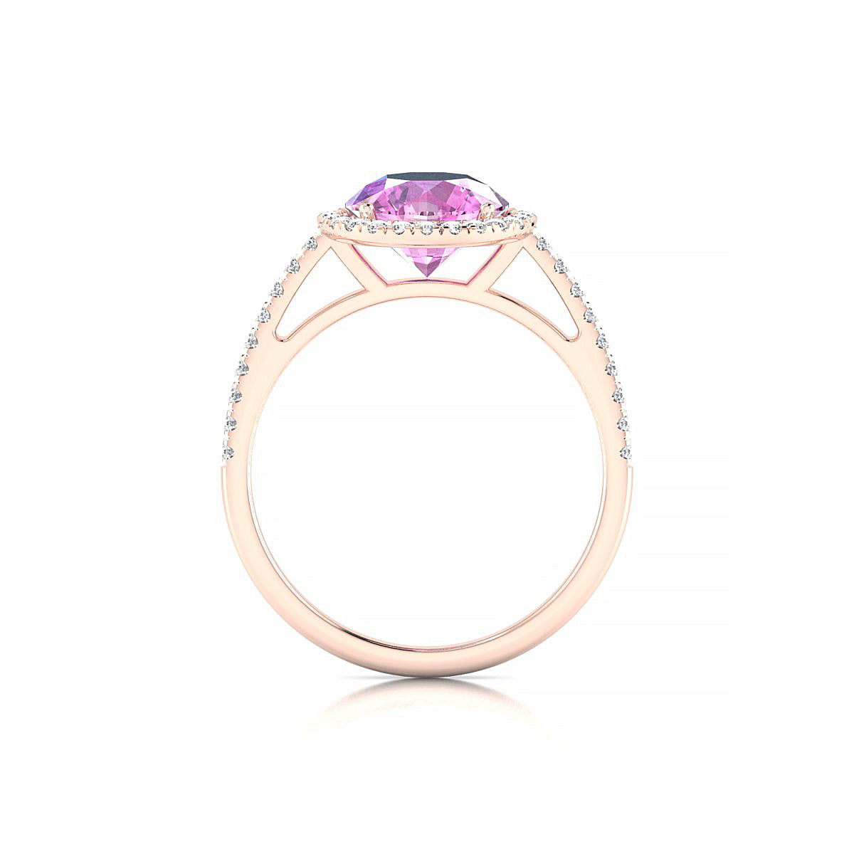 Sunrise | 18k Rose Gold 8 mm Round Pink Sapphire Ring