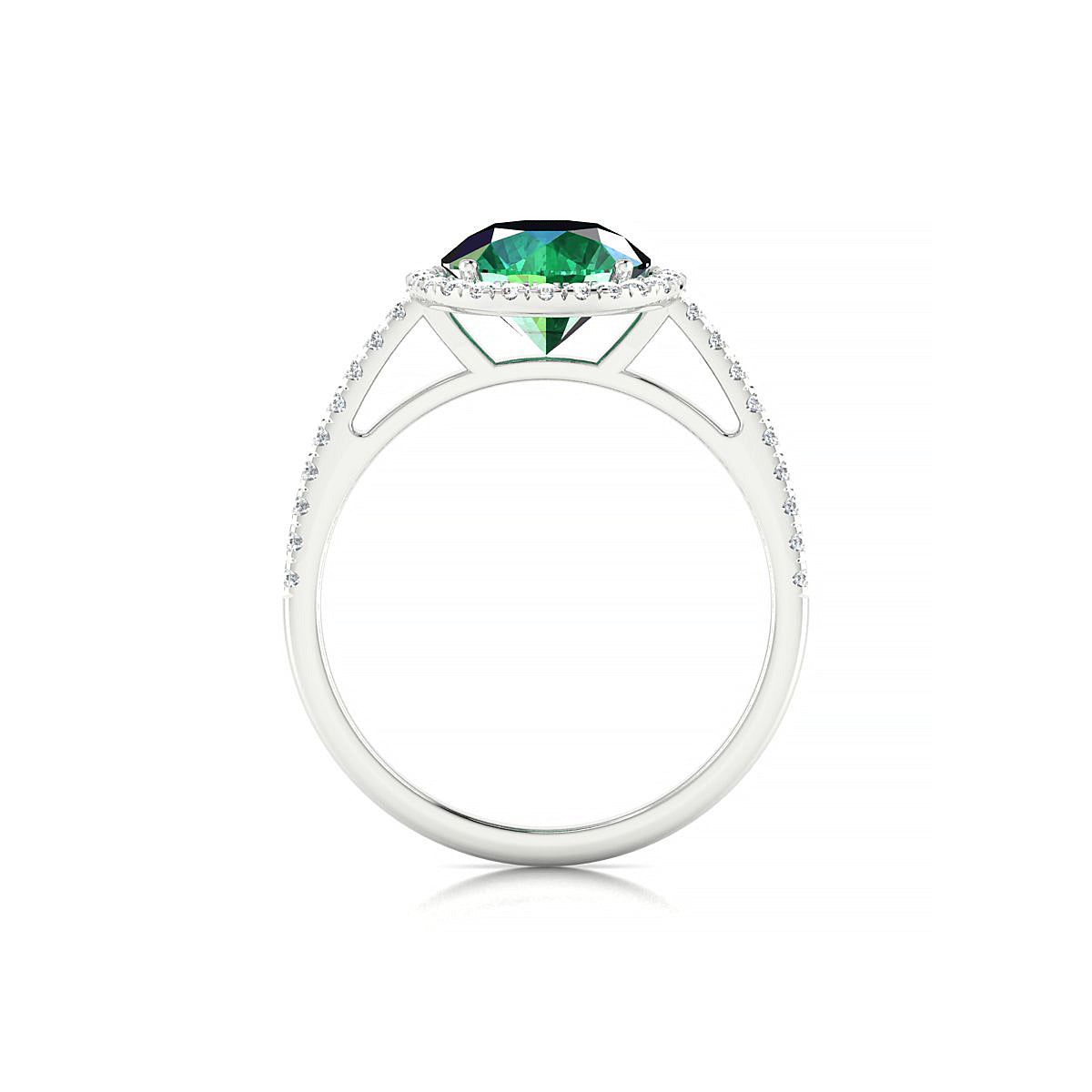 Sunrise | 18k White Gold 8 mm Round Emerald Ring